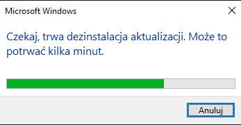 Proces dezinstalacji aktualizacji Windows 10